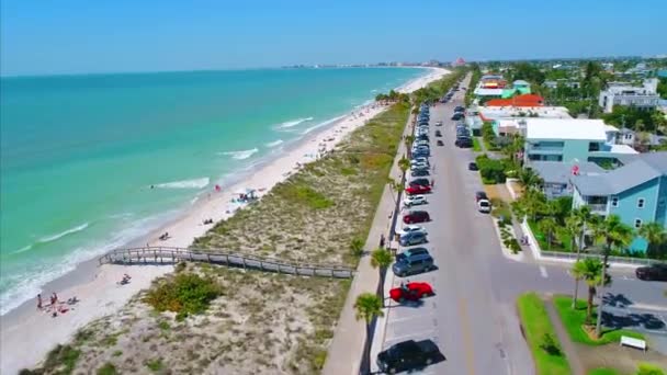 Flug Strand Von Pass Grille Pete Florida Einem Sonnigen Klaren — Stockvideo