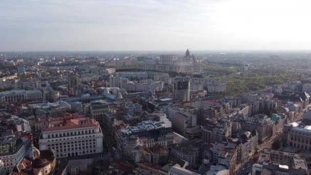 Palacio Del Parlamento Edificio Federal Bucarest Ciudad Aerial — Vídeos de Stock