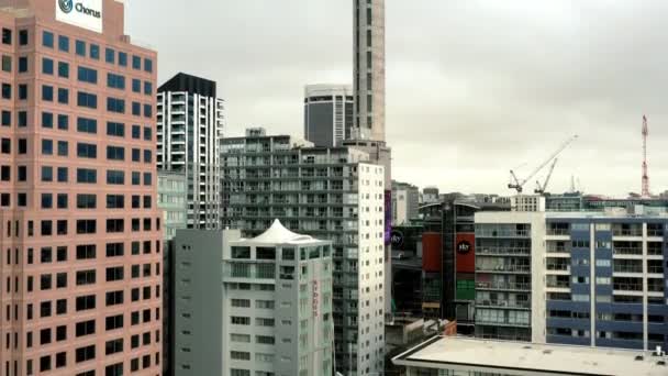 Sky Tower Inne Budynki Zdjęcia Dronów Auckland Nowa Zelandia — Wideo stockowe