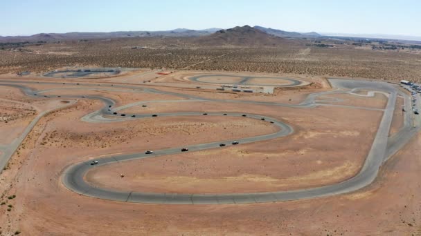 Cars Competitive Race Compete Win Aerial View Racetrack Complex — Stock Video