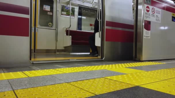 Metro Station Tokyo Japan Landscape View Platform Station Subway Train — Stock Video