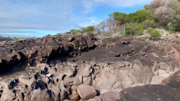 澳大利亚一个岩石远足道上的痕迹 — 图库视频影像