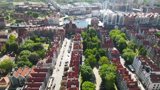 Vista Aérea Cidade Velha Gdansk Cenário Verão Tarde Vista Cima — Vídeo de Stock