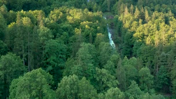 Vuelo Drones Sobre Una Impresionante Caída Agua Montaña Alpina Agua — Vídeos de Stock