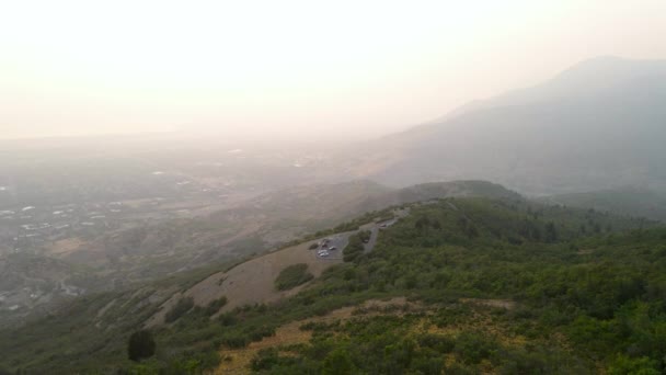 Squaw Peak Mirador Escénico Montaña Wasatch Con Humo Incendio Forestal — Vídeos de Stock