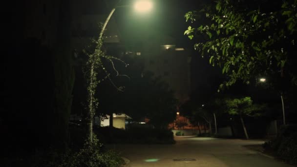 Gece Lambası Covid Salgını Olan Boş Bir Sokak — Stok video