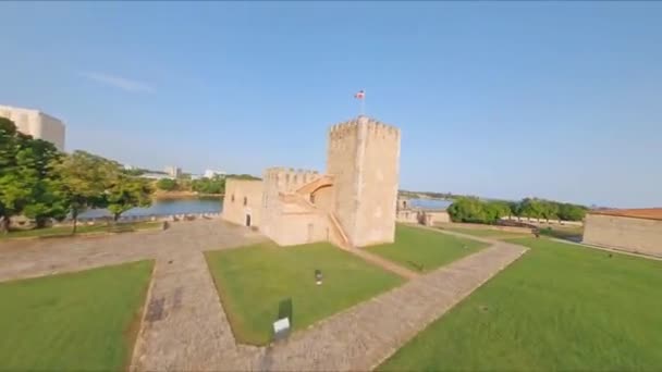 Φρούριο Fortaleza Ozama Στο Santo Domingo Δομινικανή Δημοκρατία Κηφήνας Fpv — Αρχείο Βίντεο