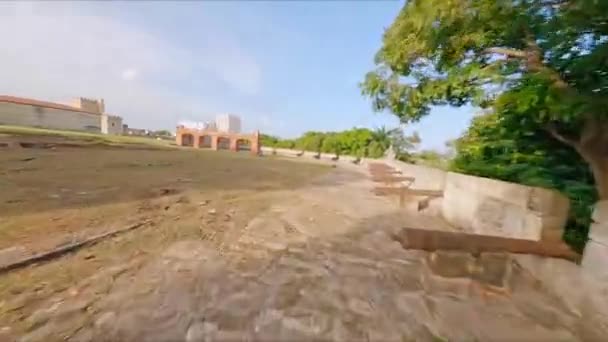 Krajobraz Fortecą Fortaleza Ozama Lub Ozama Santo Domingo Dominikana Dron — Wideo stockowe