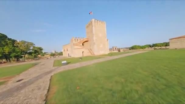 Fortaleza Ozama Its Surroundings Santo Domingo Republik Dominika Drone Fpv — Stok Video