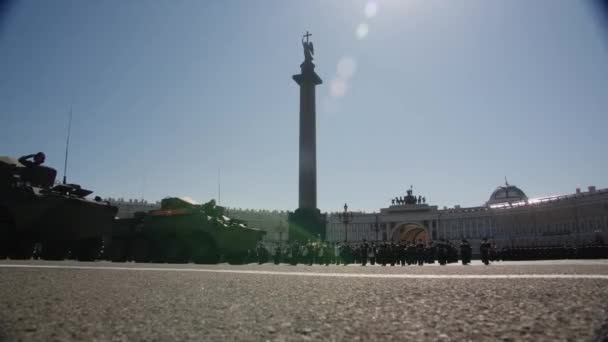 Transportador Pessoal Blindado Apc Montando Uma Cerimônia Rússia São Petersburgo — Vídeo de Stock