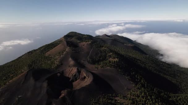 Epische Luchtfoto Van Schilderachtige Vulkaanroute Palma Canarische Eilanden Spanje — Stockvideo