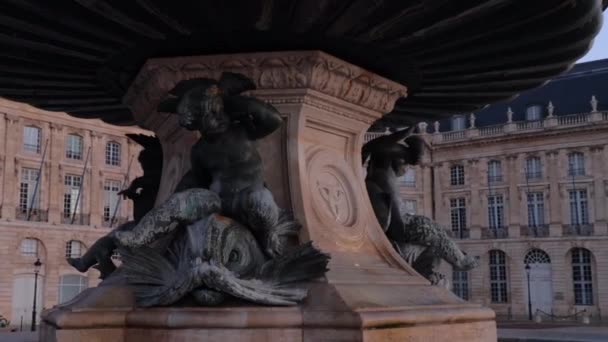 Närbild Bordeaux Symbol Och Logotyp Fontänen Tre Graces Place Bourse — Stockvideo