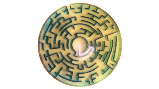 Circular Labyrinth Solved Middle Energy Entity Finding Way Out Puzzle — Stock Video
