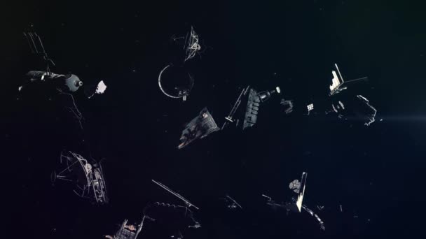スペース ジャンク フローティングインスペース 放棄された衛星およびロケット部品 — ストック動画