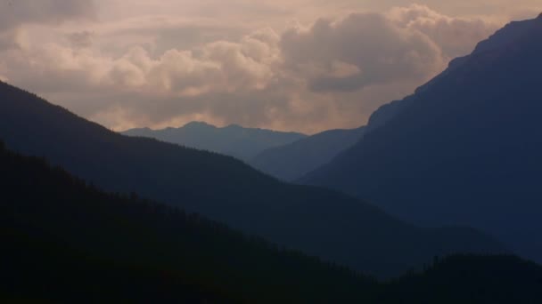 Mountains Smoke Clouds Dawn — Stock Video