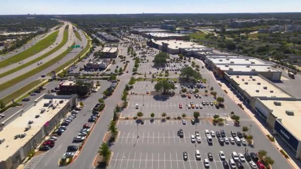 Aerial View Town Shopping Center Highway Major Metropolitan Area Drone — Stock Video