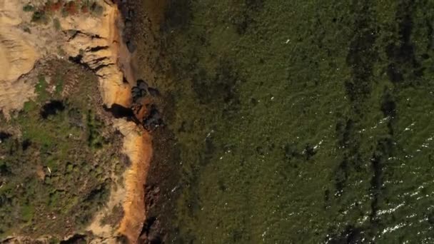 Aerial Directamente Sobre Acantilados Piedra Caliza Largo Costa Australiana — Vídeos de Stock