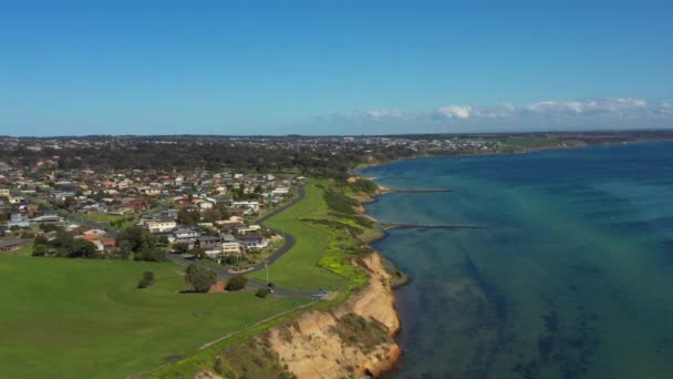 Aerial Clifton Springs Blue Sunny Day Austrálie — Stock video