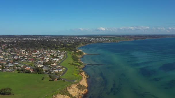 Aerial Pedestal Clifton Springs Corio Bay Australien — Stockvideo