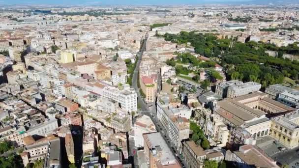 Vista Aérea Sobre Paisaje Urbano Las Calles Soleada Roma Italia — Vídeo de stock