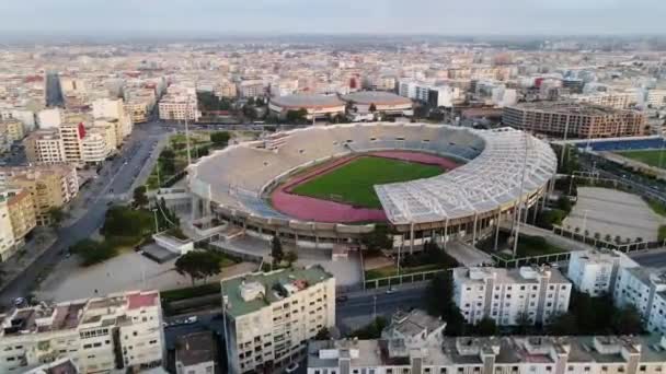 Luchtfoto Rond Het Stade Mohamed Stadion Stad Casablanca Marokko Rondcirkelen — Stockvideo