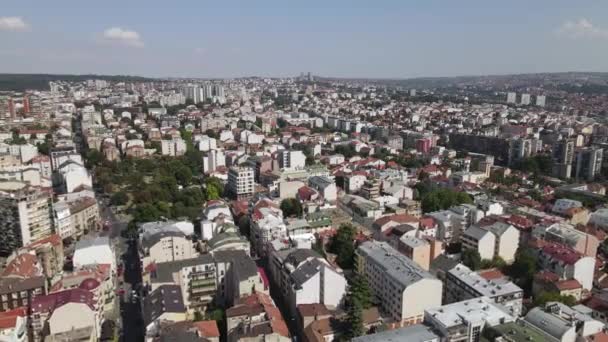 Vista Aerea Belgrado Serbia Quartiere Residenziale Urbano Nella Sunny Summer — Video Stock
