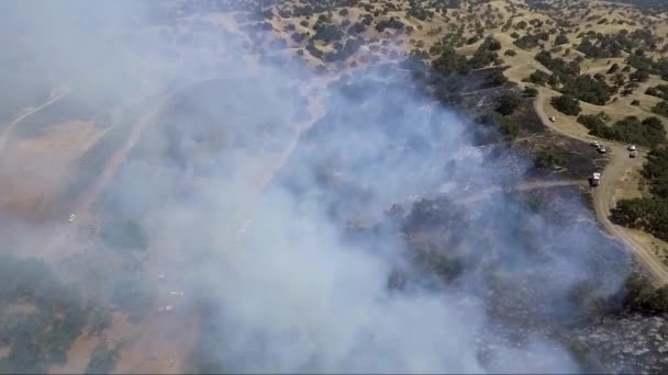 Aerial Kamera Húzza Vissza Feltáró Elszenesedett Föld Tűz — Stock videók