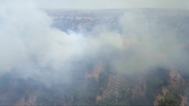 Aerial Дим Заповнений Екран Показує Забруднення Повітря Від Вогню — стокове відео