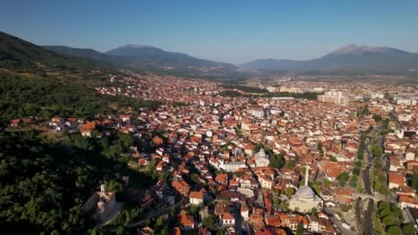 Διάσημη Γειτονιά Της Cahirja Στην Πόλη Prizren Παραδοσιακά Σπίτια Ξενοδοχεία — Αρχείο Βίντεο