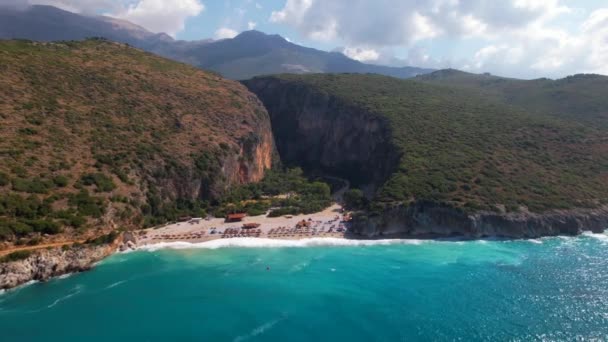 Spiaggia Segreta Del Gjipe Albania Spiaggia Più Bella Della Costa — Video Stock