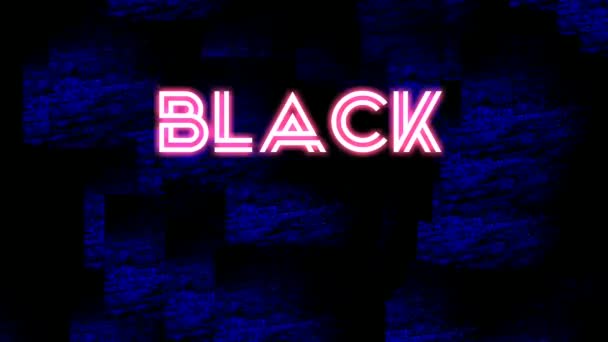 Black Friday Neon Licht Animatie Winkel Teken Banner Achtergrond Voor — Stockvideo