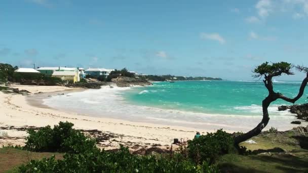 John Smith Bay Beach Smiths Parish Bermudy Breeze Day While — Stock video