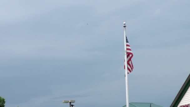 American Flag Flagpole National Flag United States America Inglés Tiro — Vídeos de Stock