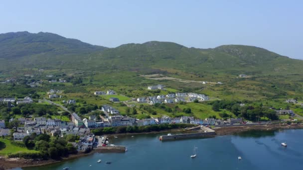 Roundstone Village Connemara County Galway Ireland July 2021 Drone Slowly — Stock Video