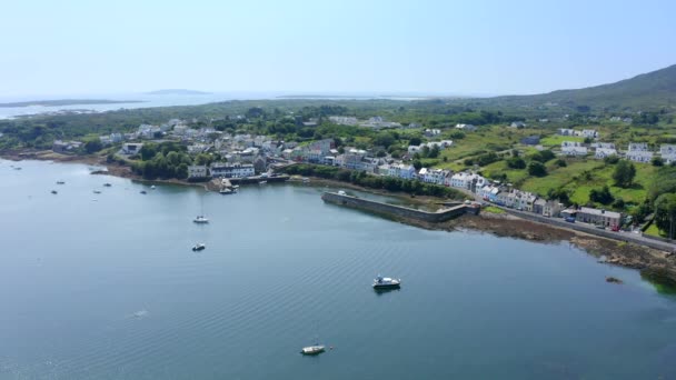 Roundstone Village Connemara County Galway Irlanda Luglio 2021 Drone Affaccia — Video Stock