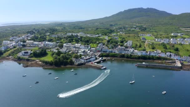 Roundstone Village Connemara County Galway Ierland Juli 2021 Drone Kijkt — Stockvideo