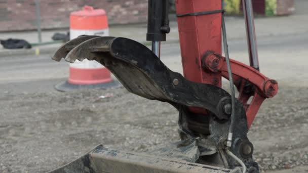 Close Detail Empty Loader Bucket Dirt Tilt — Stock Video