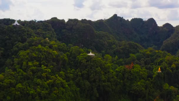 Tailândia Khao Nai Luang Dharma Mountain Templos Pagode Drone Branco — Vídeo de Stock