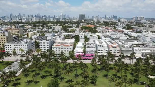 Miami Beach Pohled Oceán Drive Miami Downtown Pozadí Oceánu 60Fps — Stock video