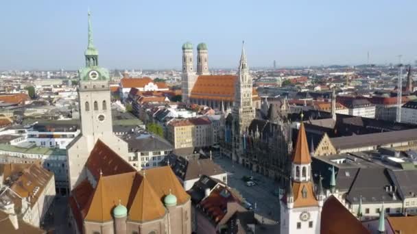 Marienplatz Sinematik Kuruluşu Eski Şehir Meydanı Münih Bavyera Almanya — Stok video