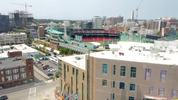 Tworzenie Shot Fenway Park Bostonie Massachusetts Strzał Drona Lotniczego — Wideo stockowe