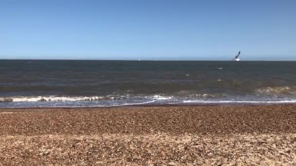 Παραλία Στο Felixstowe Στο Suffolk Ηνωμένο Βασίλειο — Αρχείο Βίντεο