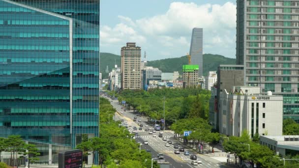 Daejeon Belangrijkste Straat Verkeer Vanuit Hoog Oogpunt City Road Met — Stockvideo