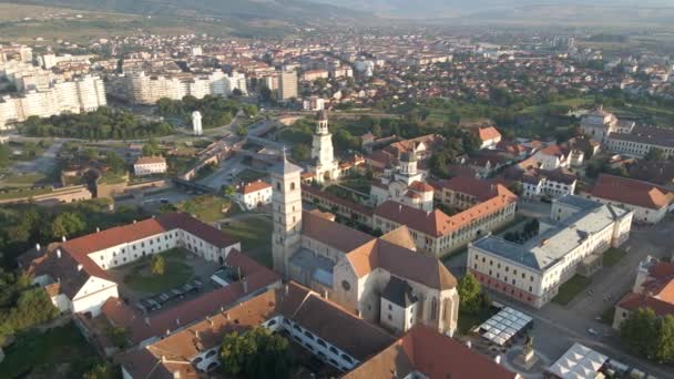 Luchtfoto Van Michael Cathedral Alba Iulia Ook Bekend Als Karlsburg — Stockvideo