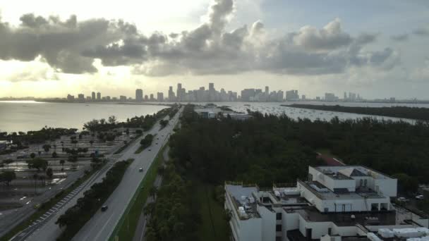 Miami Downtown Uitzicht Vanaf Key Biscayne 60Fps Mov — Stockvideo