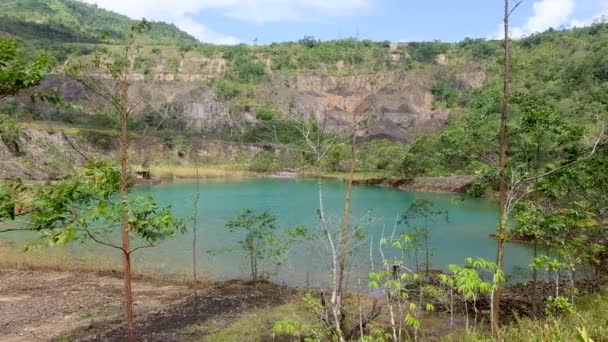 Surplombant Mine Cuivre Lac Les Arbres Panguna Mine Près Arawa — Video