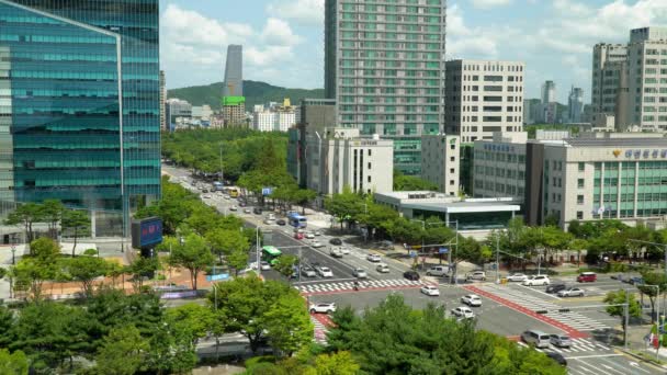 Centre Ville Daejeon Avec Trafic Complexe Grande Hauteur Bureau Corée — Video