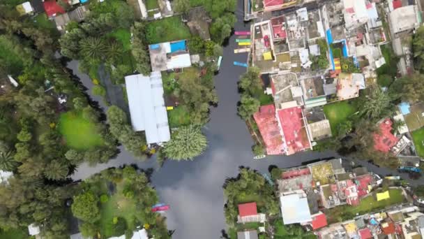 Zenith Uitzicht Boven Een Kanaal Van Xochimilco Mexico Stad Kan — Stockvideo