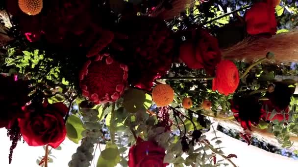Elegante Vibrante Olho Captura Flor Decoração Floral Local Casamento — Vídeo de Stock
