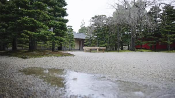 Κενό Ιαπωνικό Πέτρινο Κήπο Στη Βροχή Νομός Σίγκα — Αρχείο Βίντεο